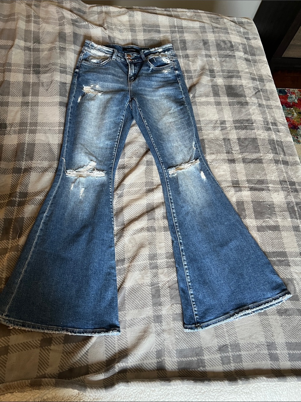 Flying Monkey Distressed Blue Flare Jeans